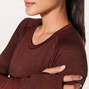 Lululemon Swiftly Tech Long Sleeve Crew red/black sz 10